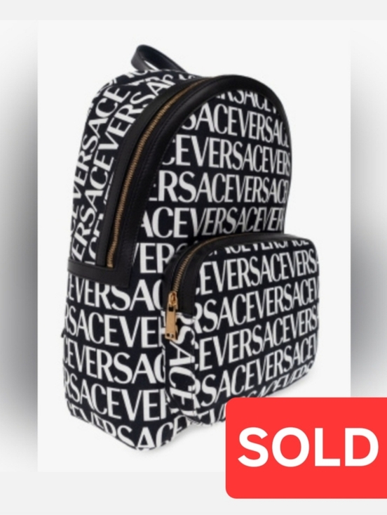 Versace Handbags - Versace Monogrammed Backpack with Gold Hardware and Black Leather (BRAND NEW )